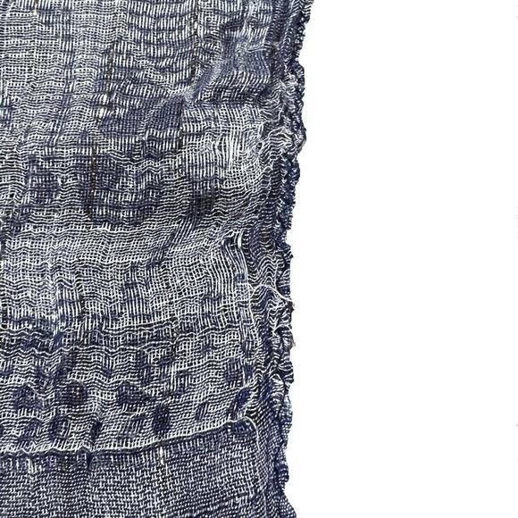 Silvery Navy and Light Blue Scarf with Silver Threading 57X19 - Picture 5 of 14